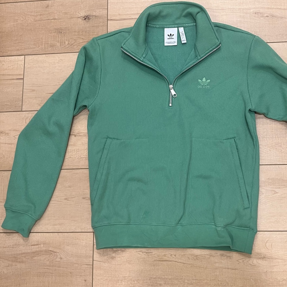 Adidas men’s 1/4 zip up pull over waffle sweater